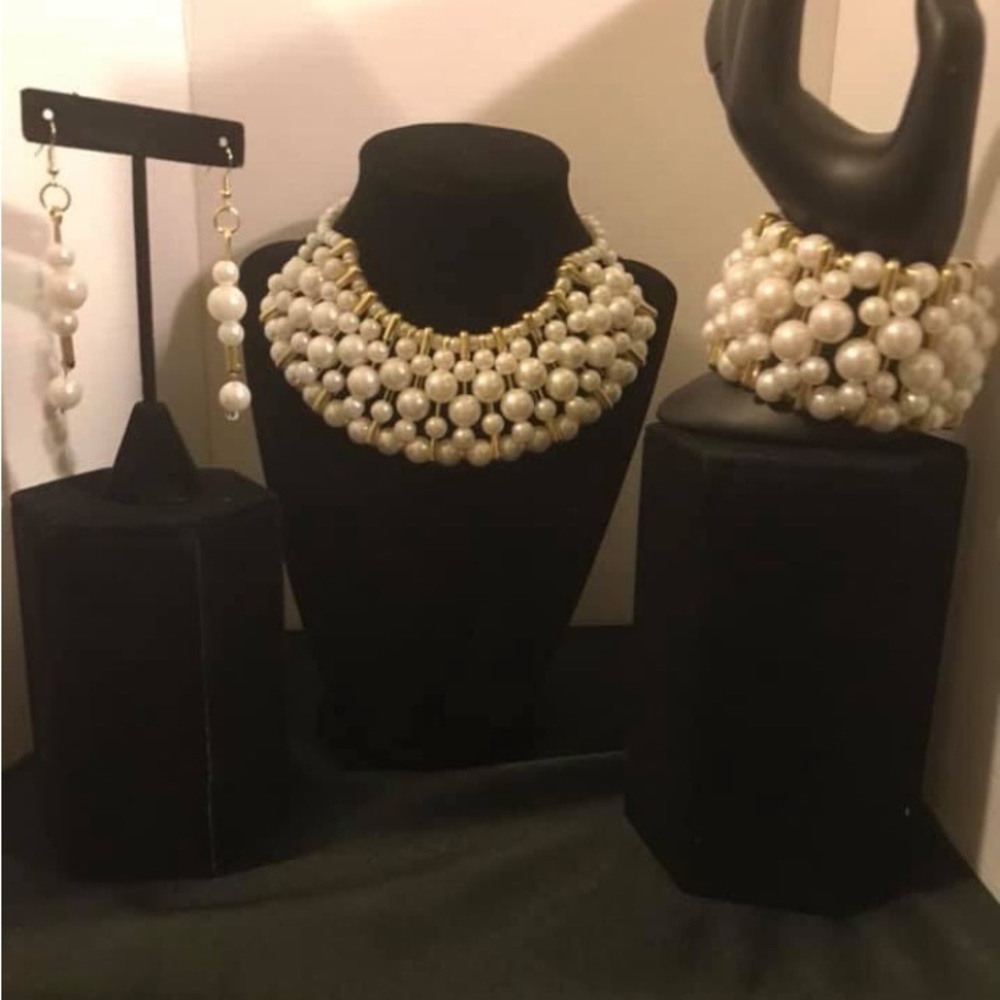 Pearl Safety Pin Jewelry Set